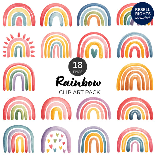 Rainbow Clipart Pack | Resell Rights Included