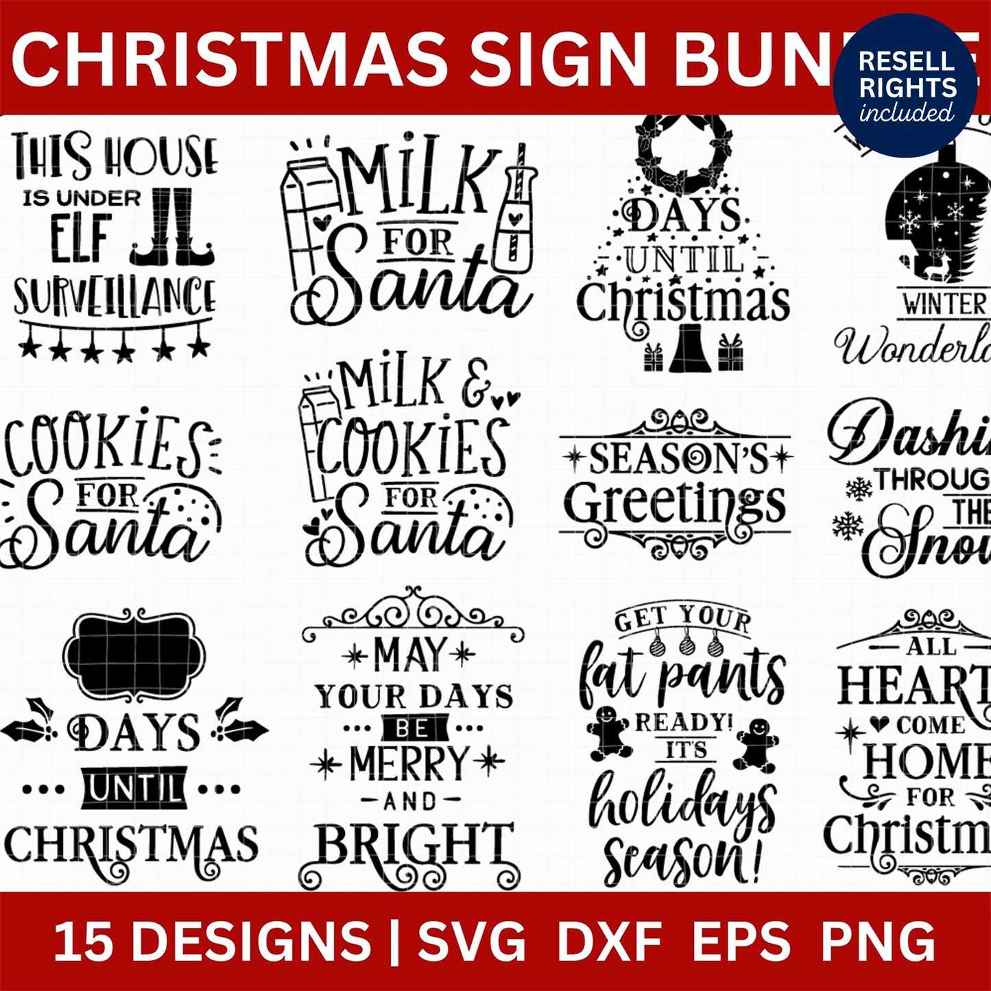 Christmas Sign SVG Bundle | Resell Rights Included