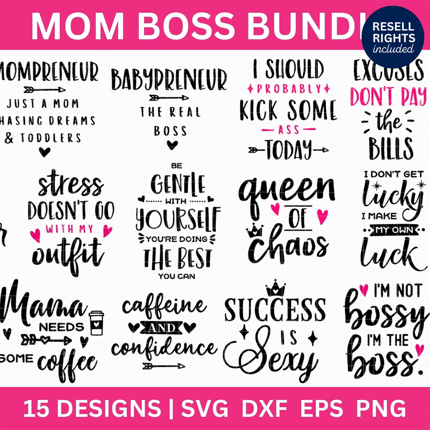 Mom Boss SVG Bundle | Resell Rights Included