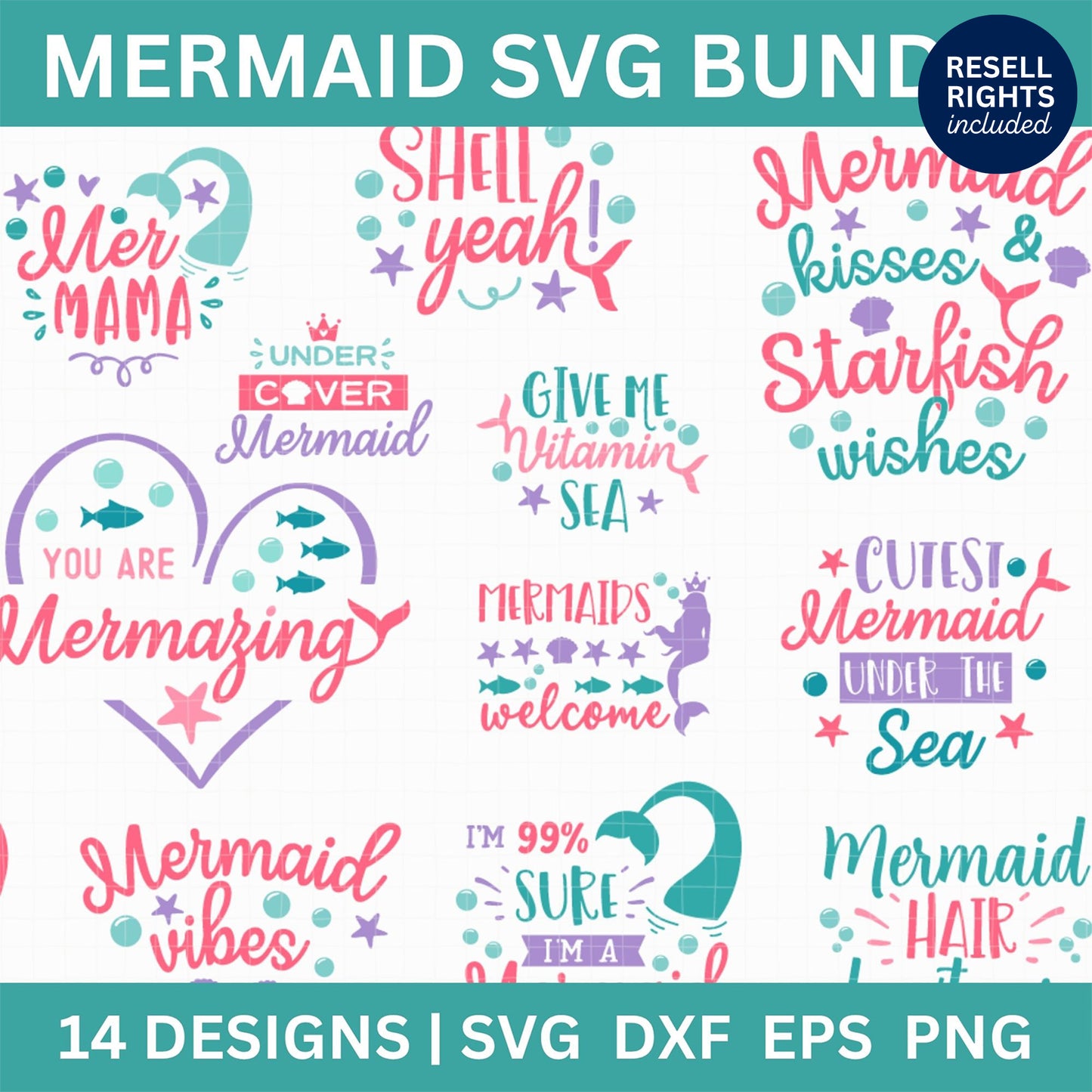 Mermaid SVG Bundle | Resell Rights Included