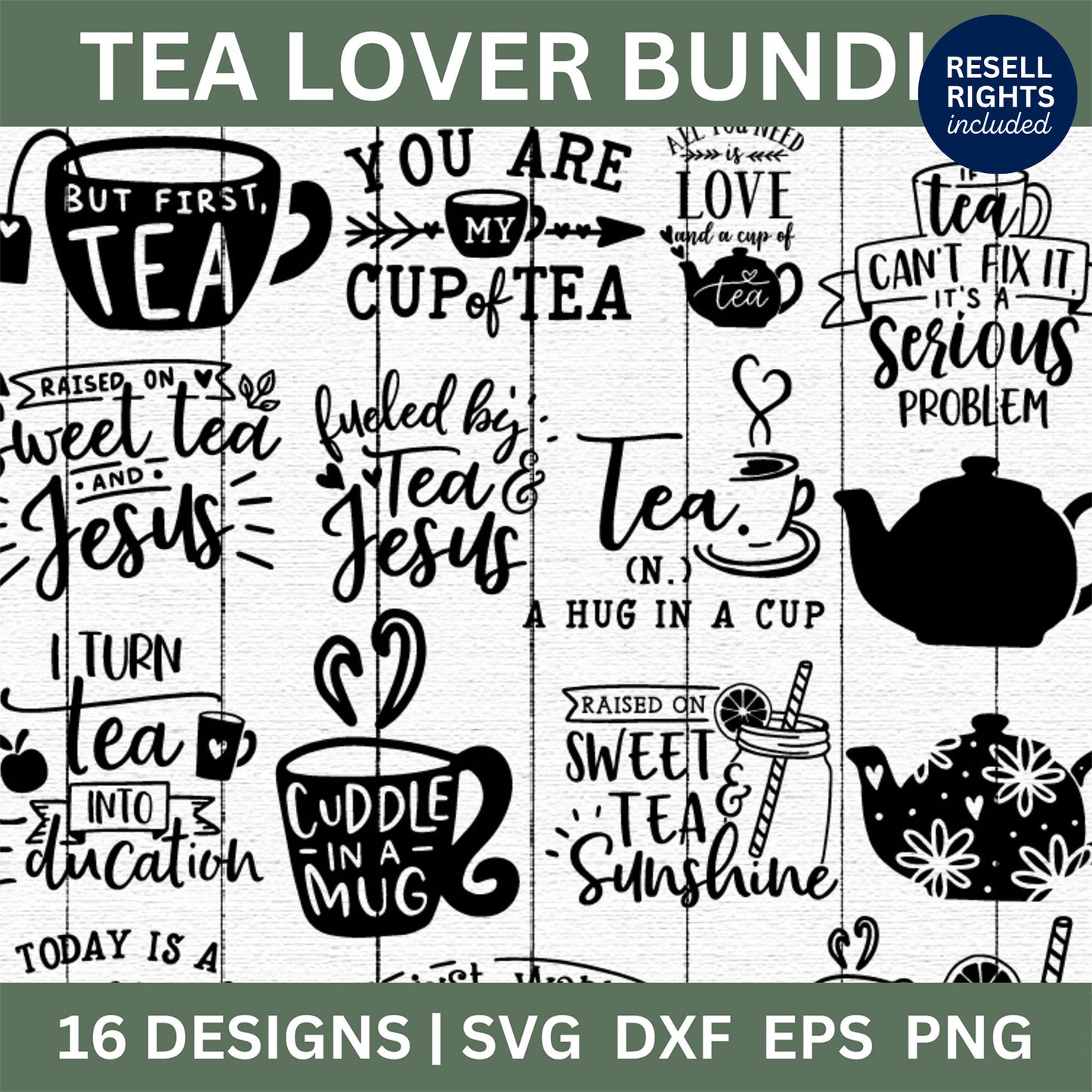 Tea Lover SVG Bundle | Resell Rights Included