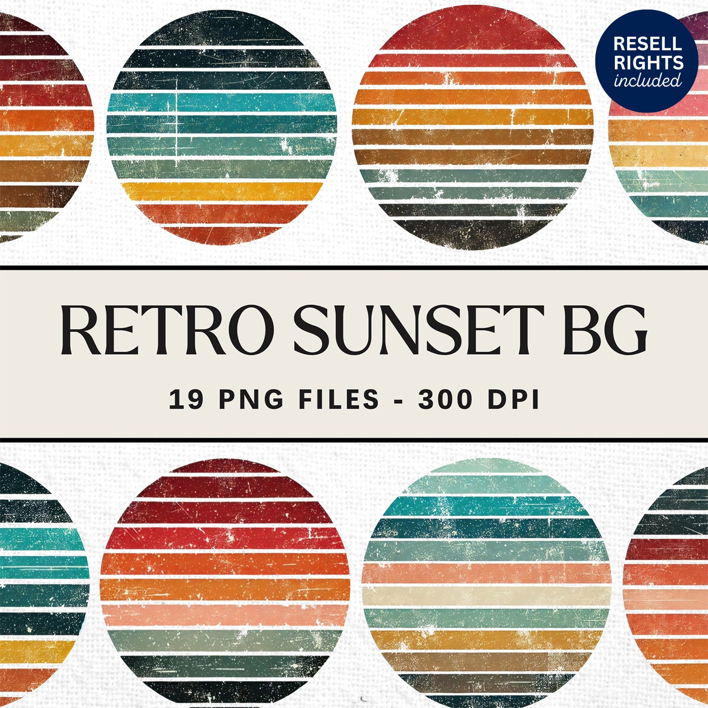Retro Sunset Clipart Pack | Resell Rights Included