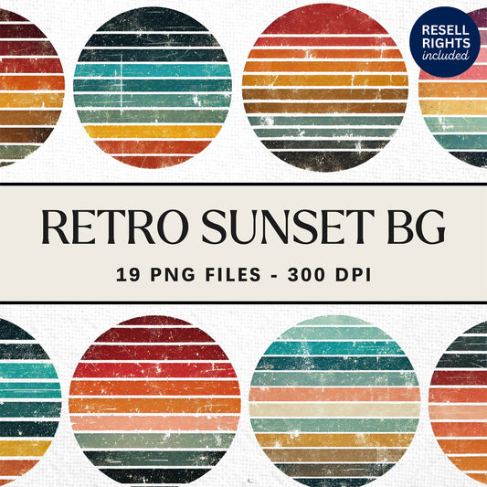 Retro Sunset Clipart Pack | Resell Rights Included