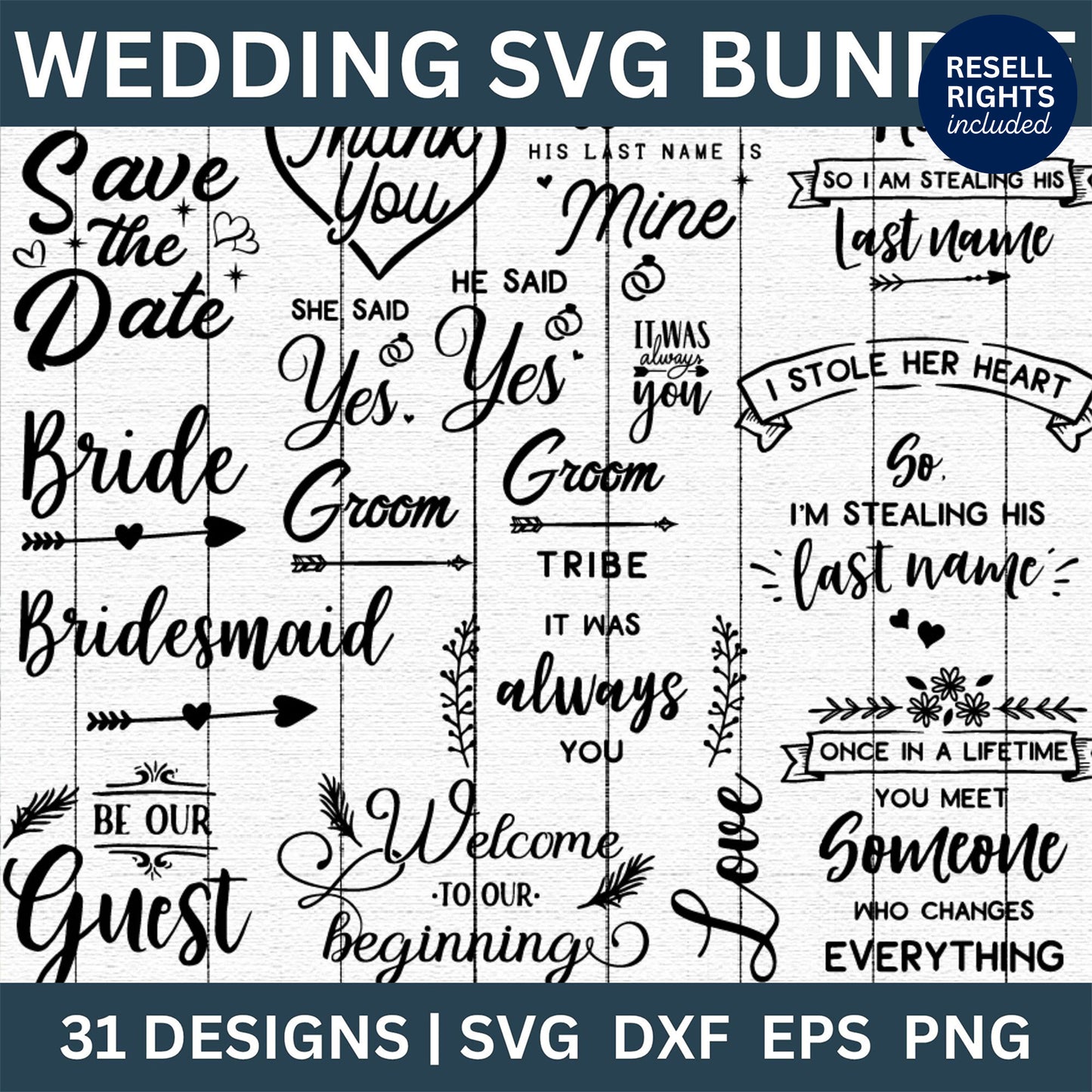Wedding SVG Bundle | Resell Rights Included