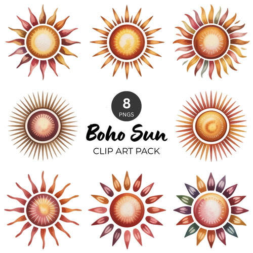 Boho Sun Clipart Pack
