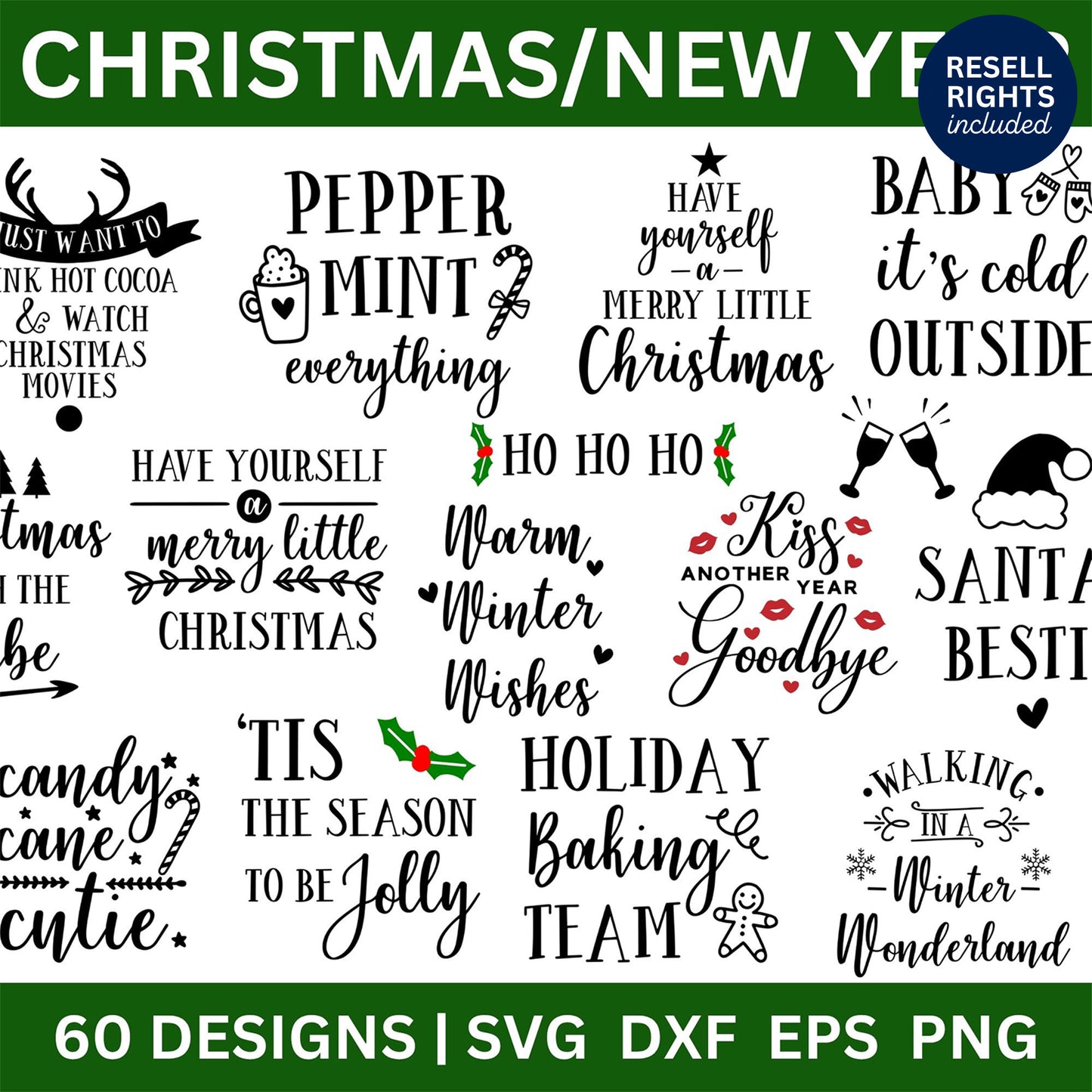 Christmas New Year SVG Bundle | Resell Rights Included