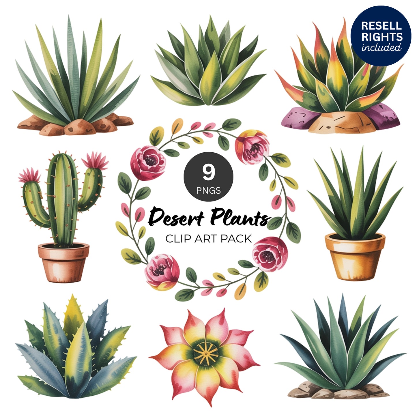Desert Plant Clipart Pack | Resell Rights Included