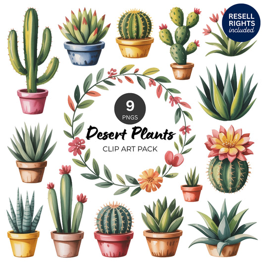 Desert Plant Clipart Pack | Resell Rights Included