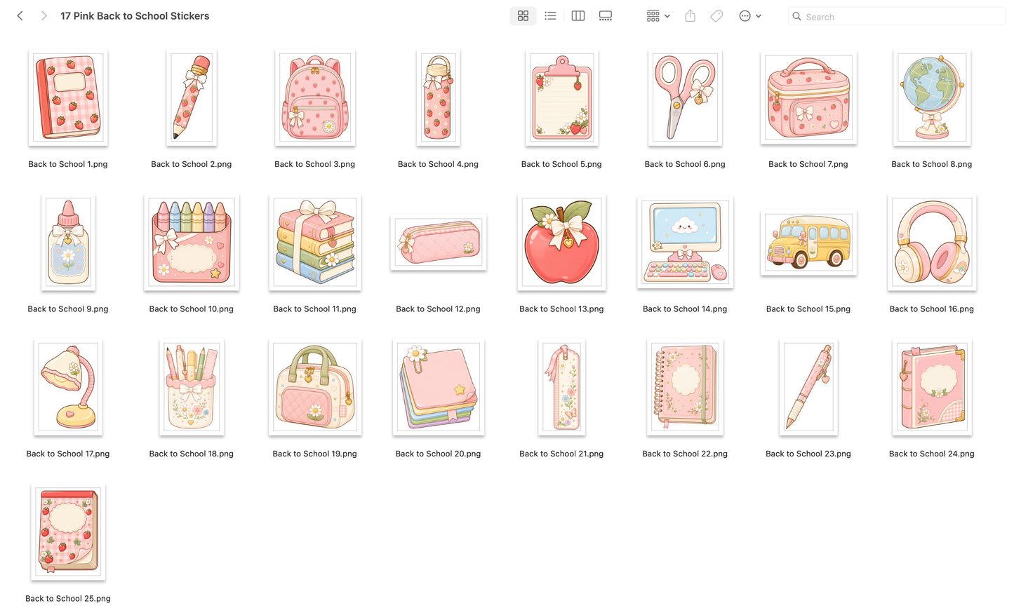 Pink Back to School Stickers