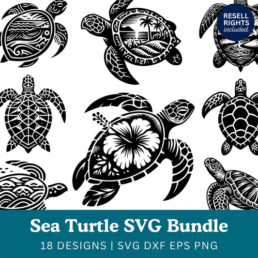 Sea Turtle SVG Bundle | Resell Rights Included