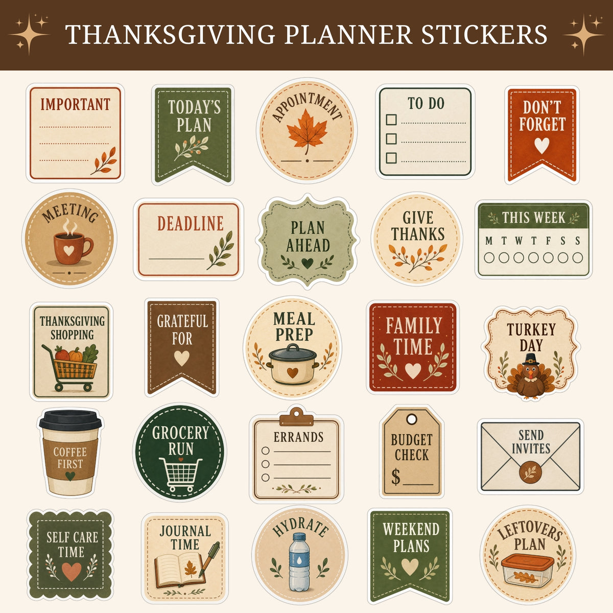 Thanksgiving Planner Stickers