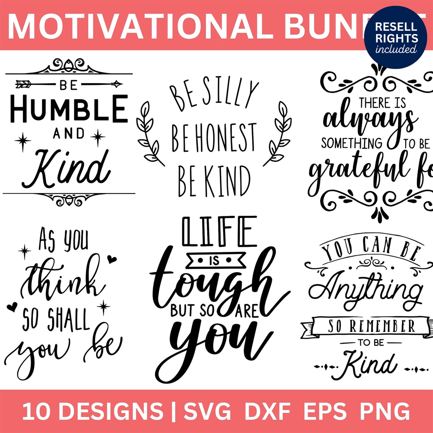 Motivational SVG Bundle | Resell Rights Included