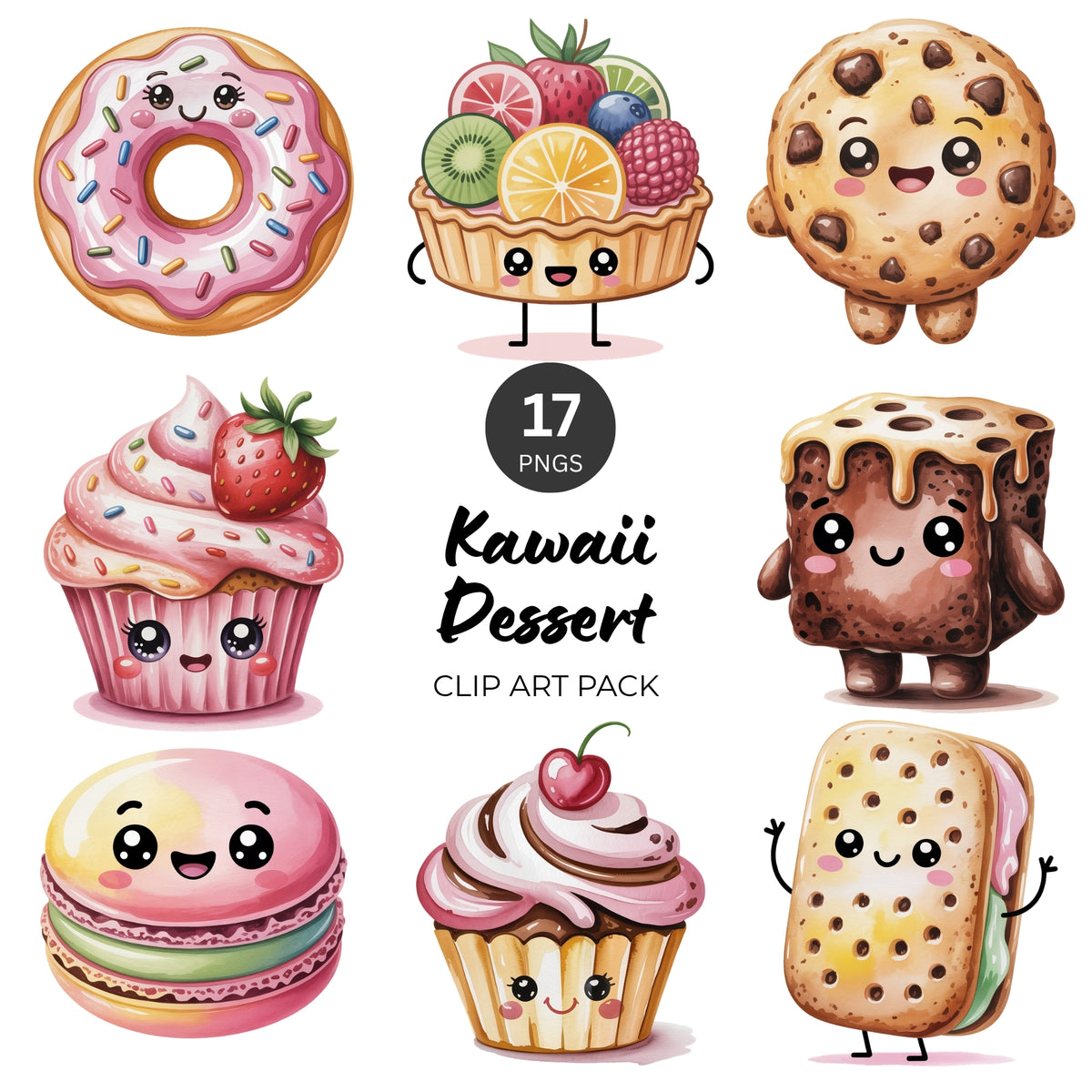 Kawaii Dessert Clipart Pack