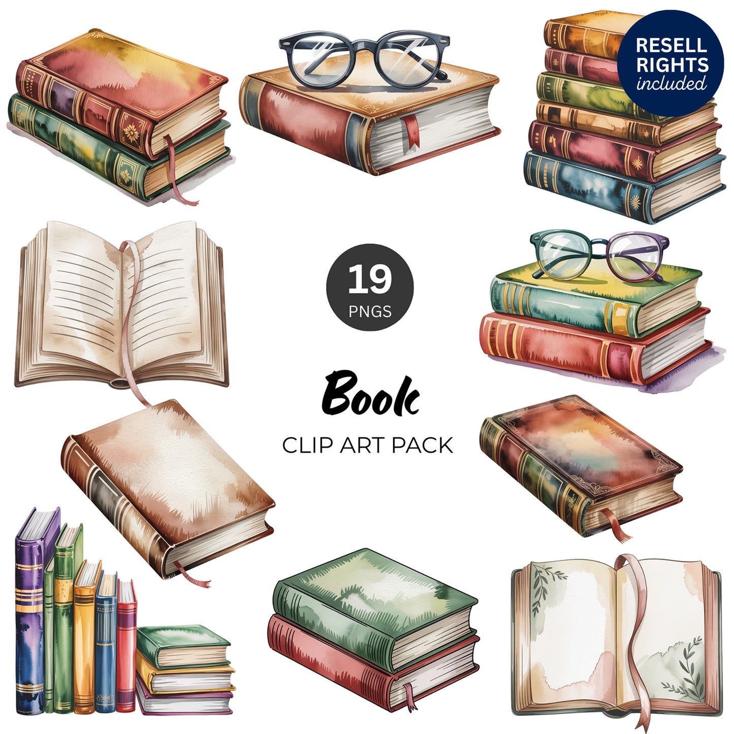 Book Clipart Pack | Resell Rights Included