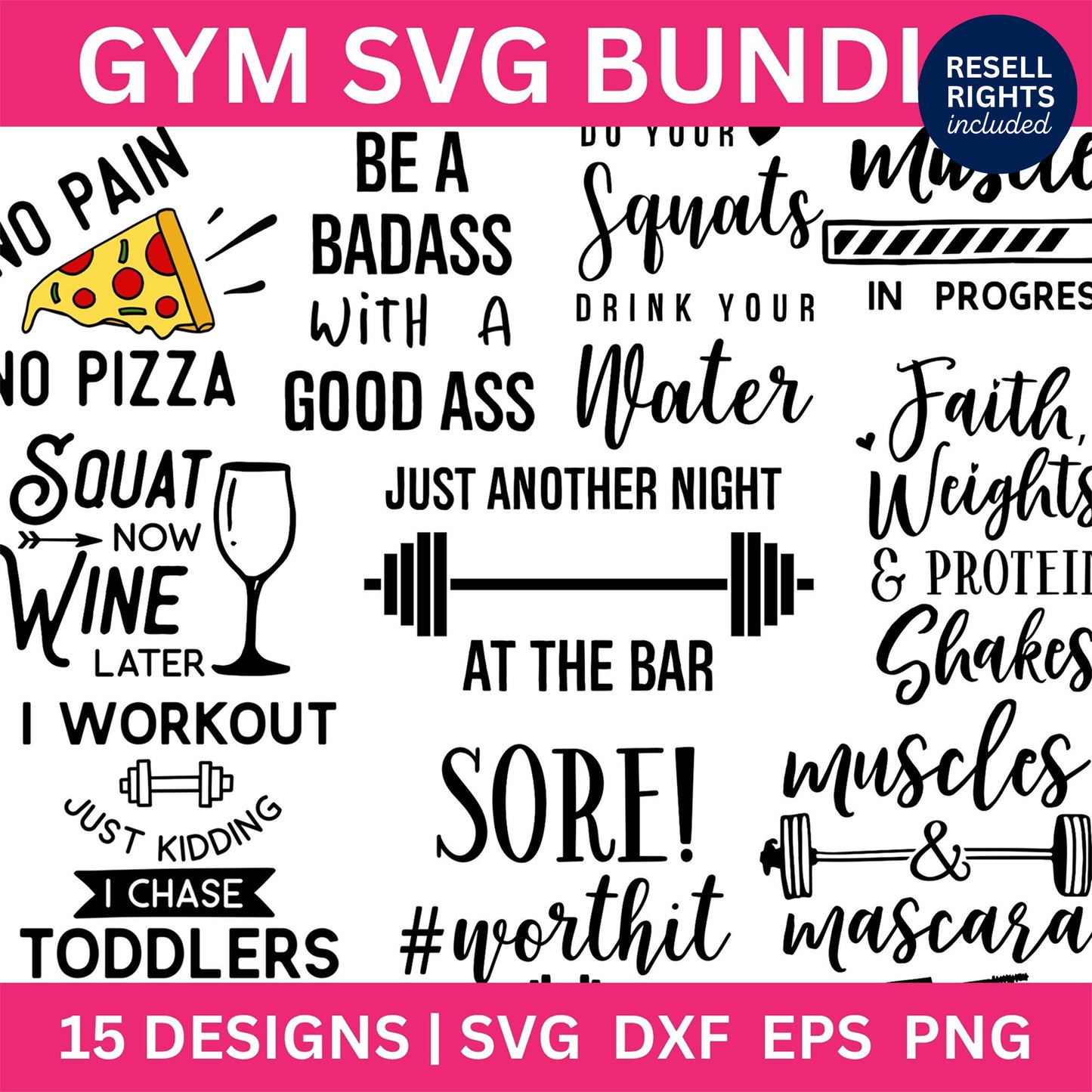 Gym SVG Bundle | Resell Rights Included