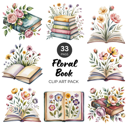 Floral Book Clipart Pack