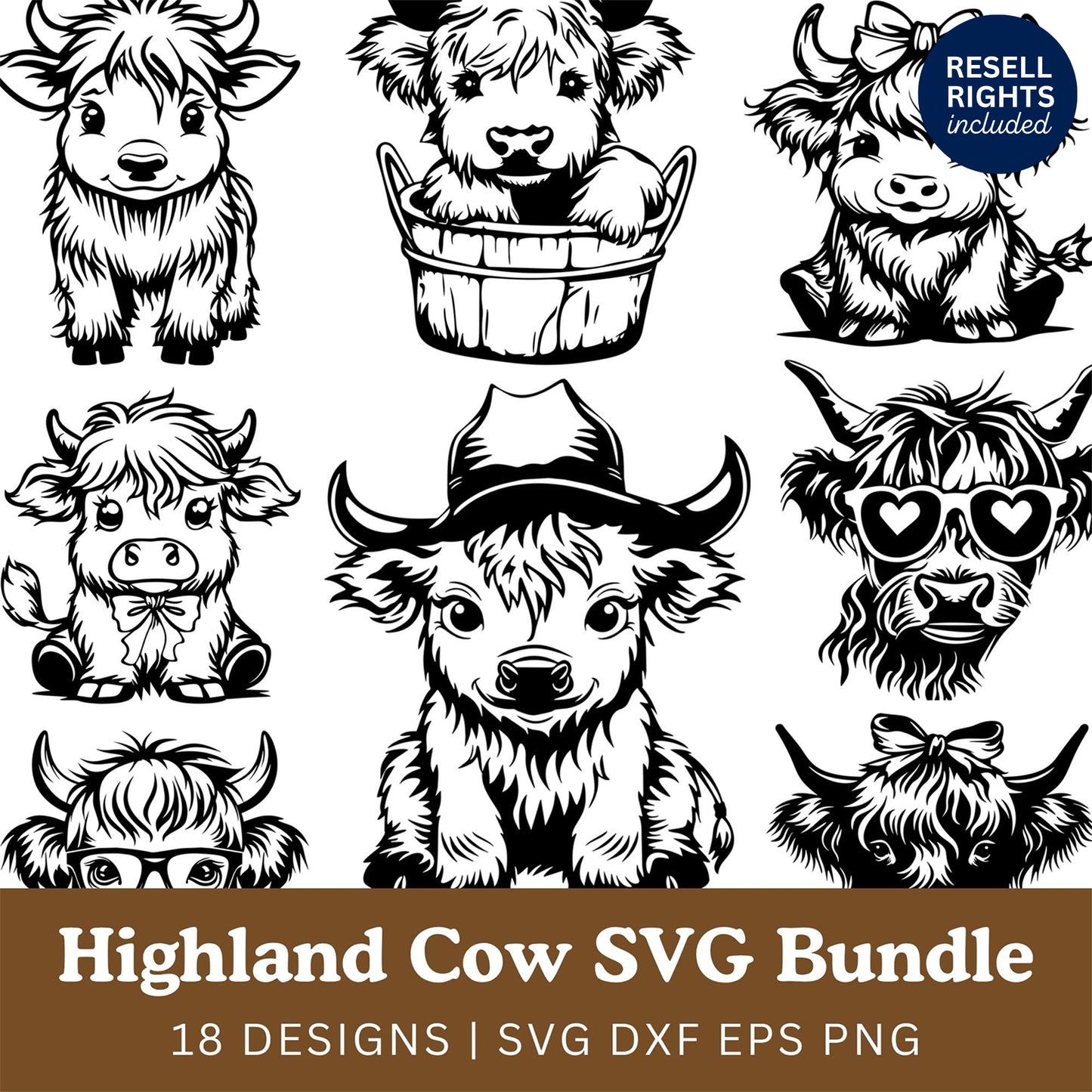 Highland Cow SVG Bundle | Resell Rights Included