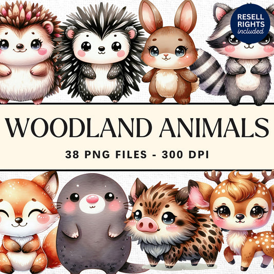 Woodland Animal Clipart Pack | Resell Rights Included