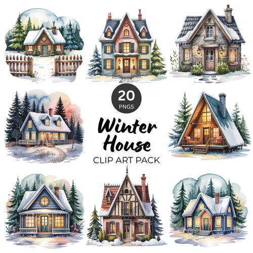 Winter House Clipart Pack