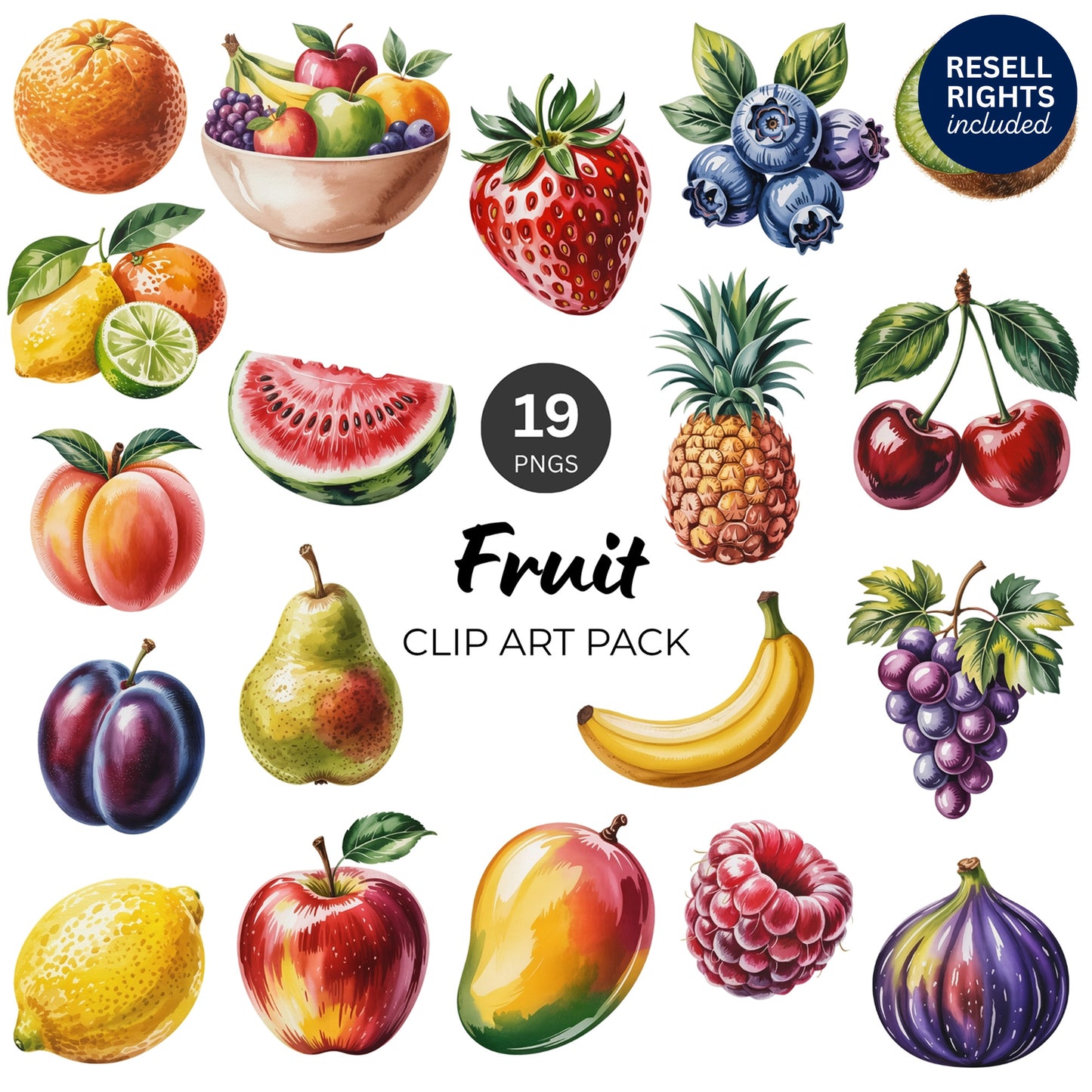Fruit Clipart Pack | Resell Rights Included