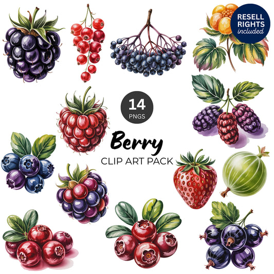 Berry Clipart Pack | Resell Rights Included