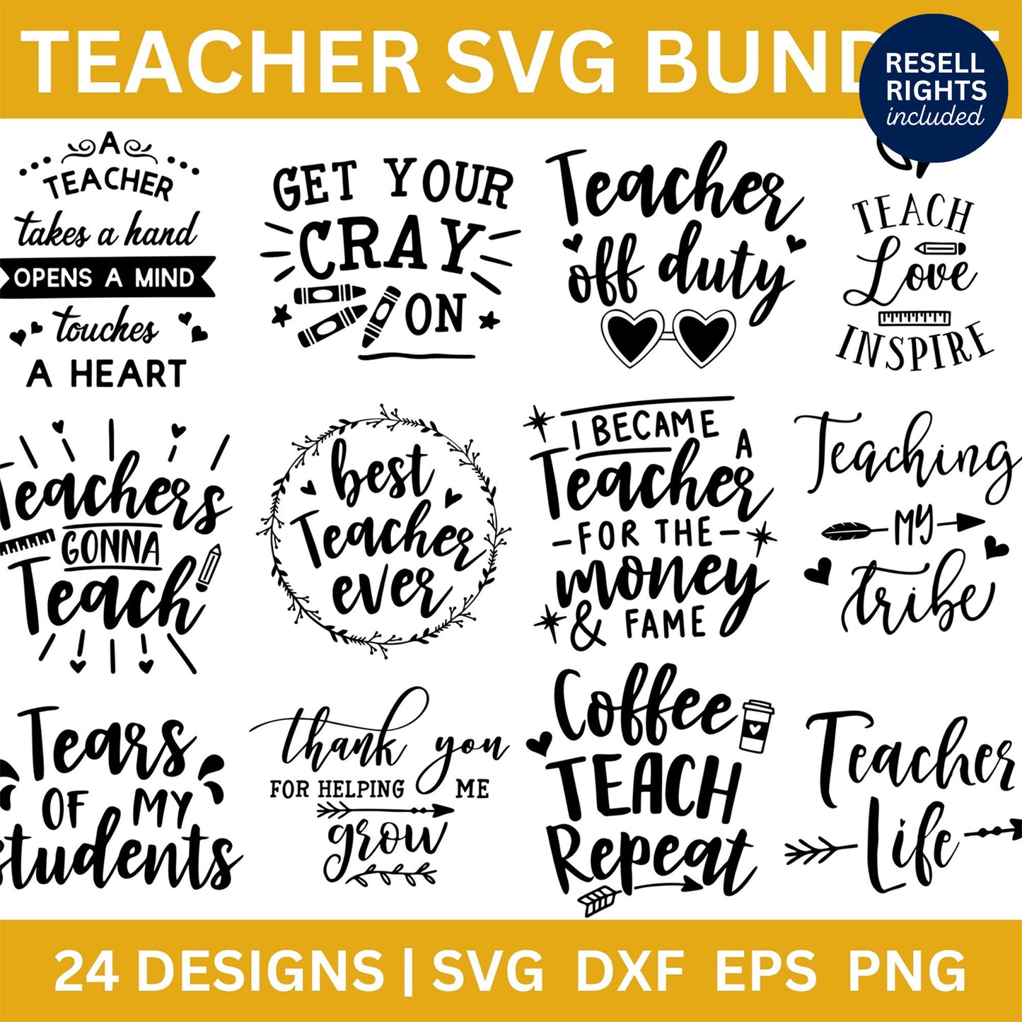 Teacher SVG Bundle | Resell Rights Included