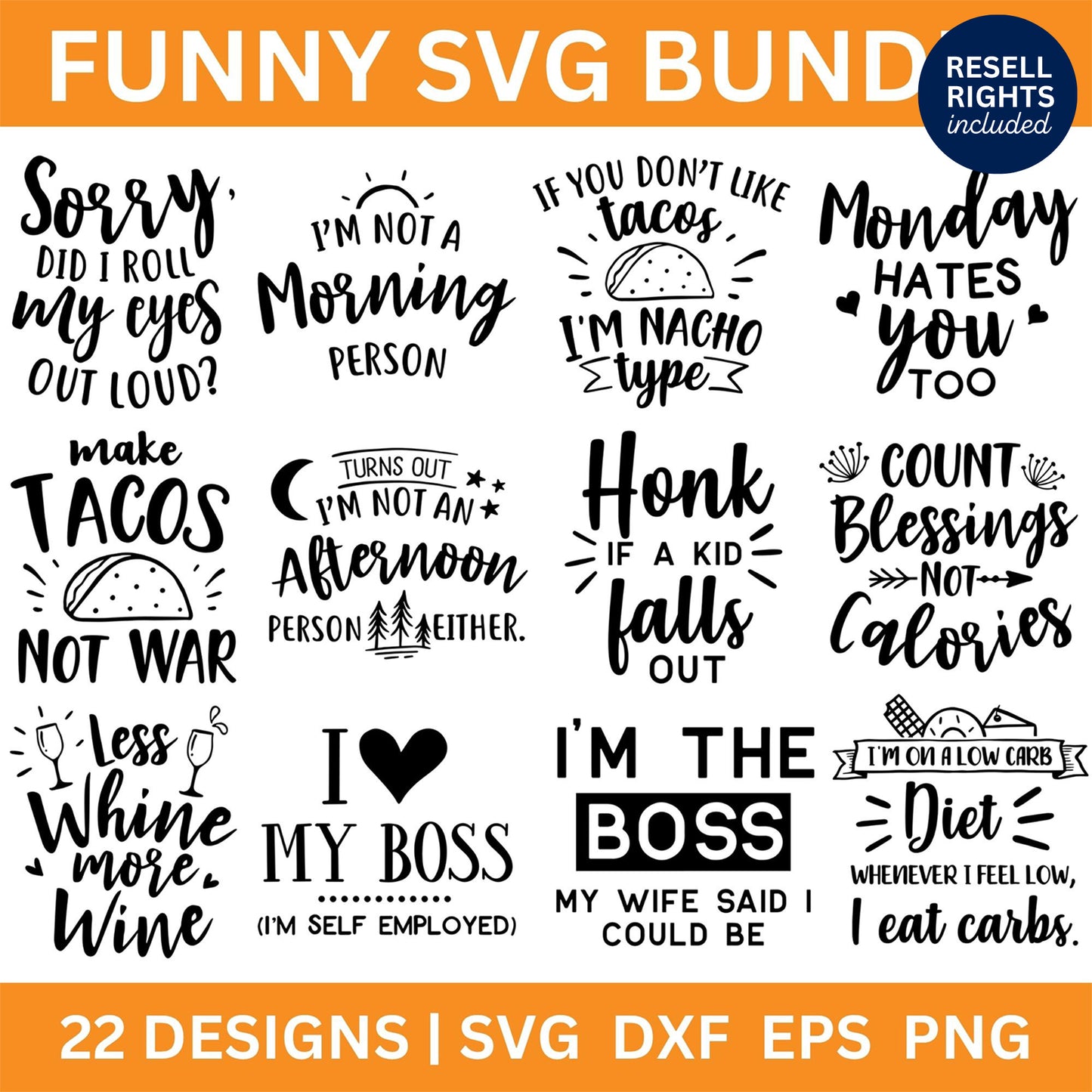 Funny Quotes SVG Bundle | Resell Rights Included
