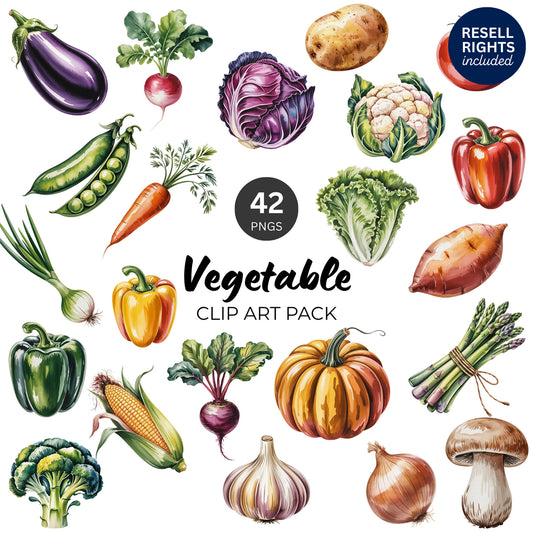 Vegetable Clipart Pack | Resell Rights Included