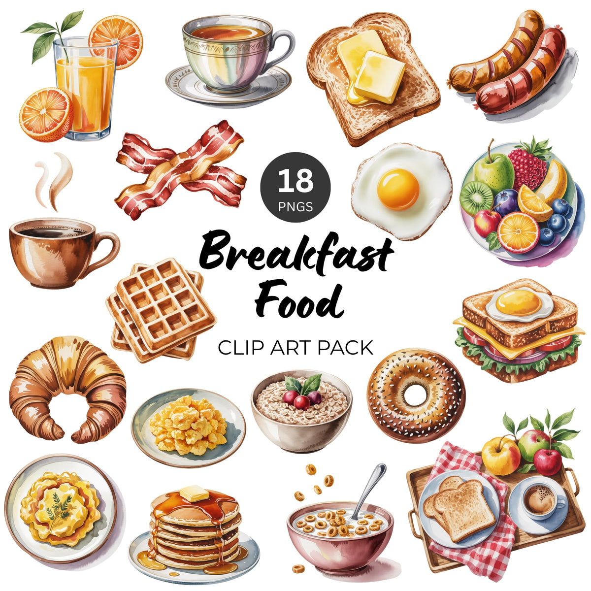 Breakfast Food Clipart Pack