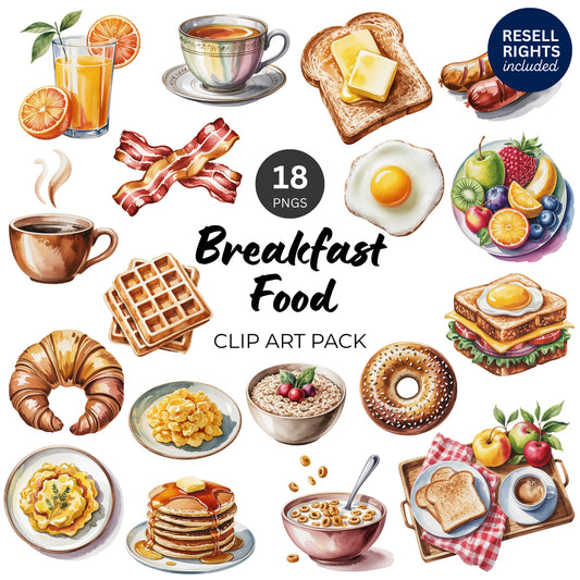Breakfast Food Clipart Pack | Resell Rights Included