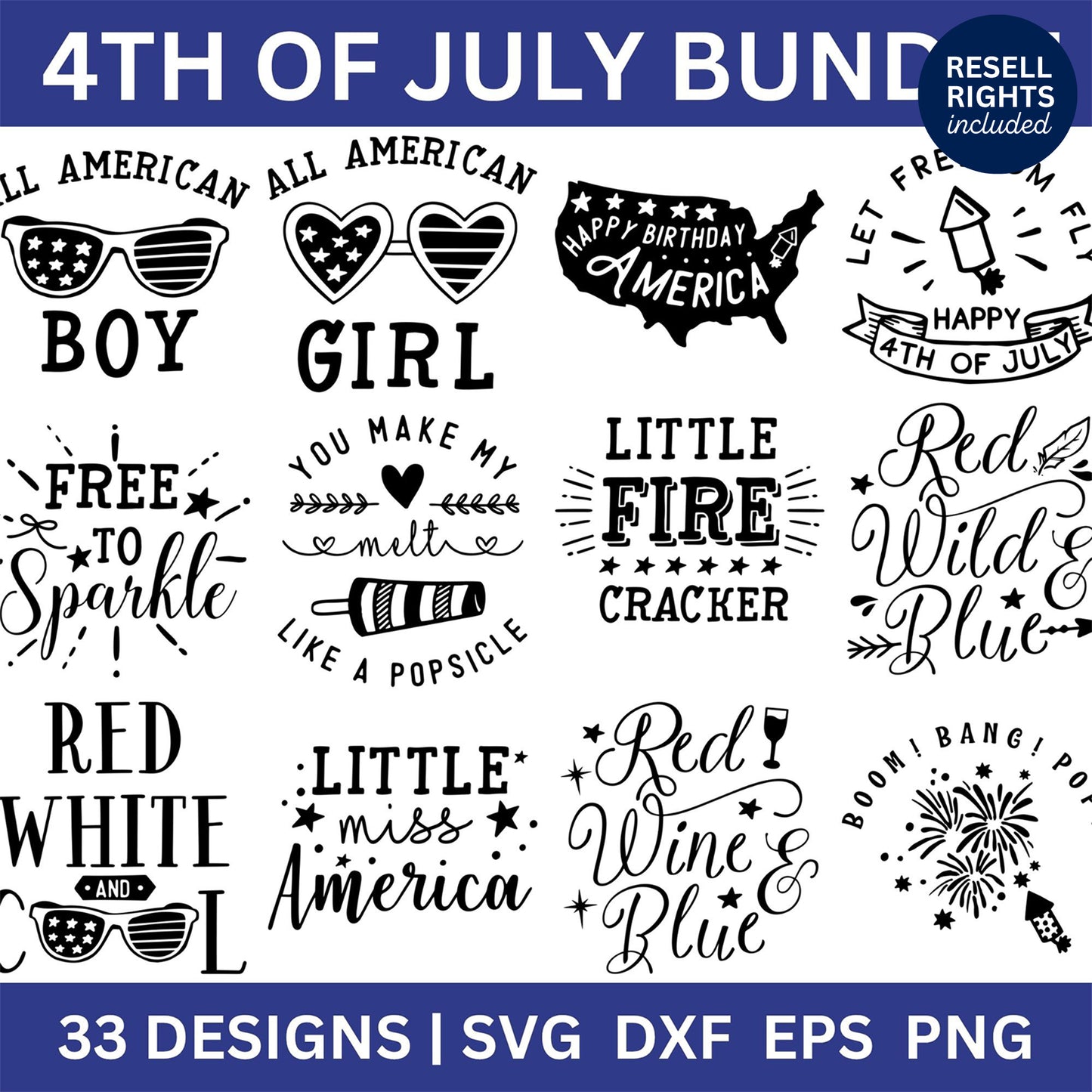 4th of July SVG Bundle | Resell Rights Included