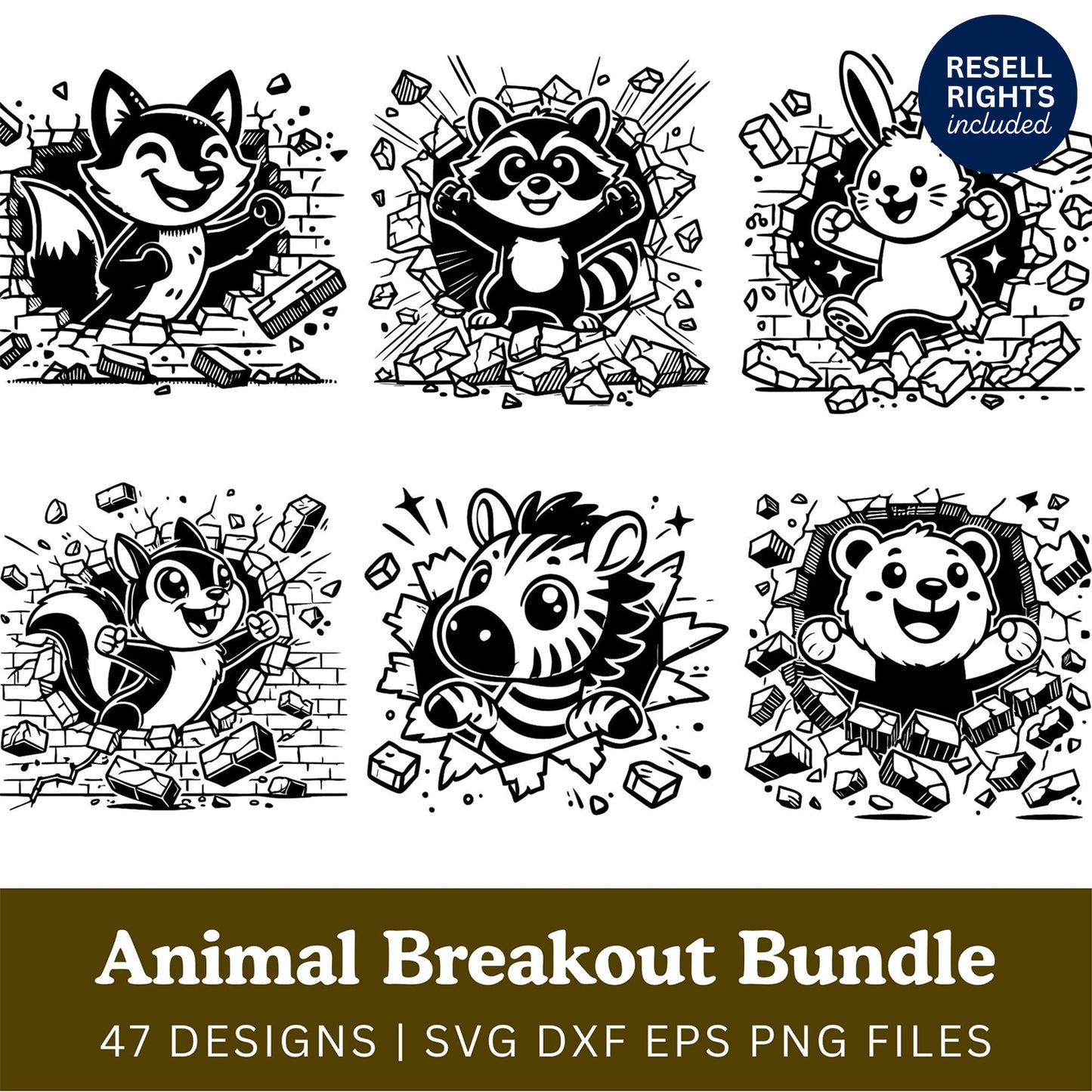 Animal Breakout SVG Bundle | Resell Rights Included