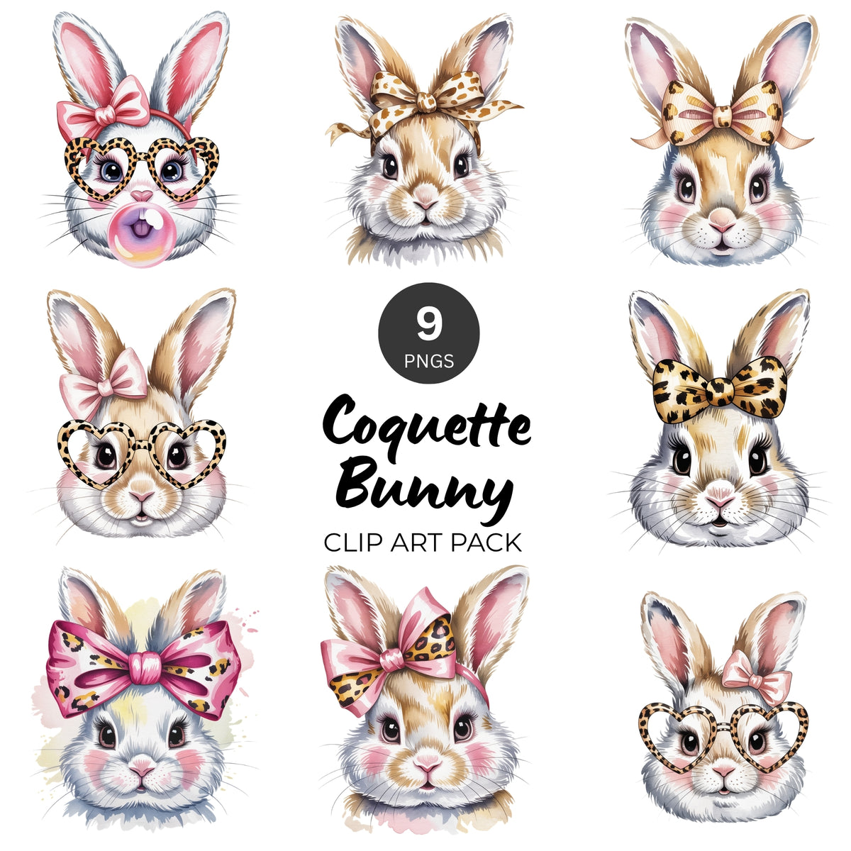 Coquette Bunny Clipart Pack