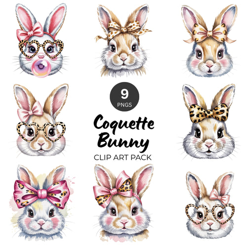 Coquette Bunny Clipart Pack