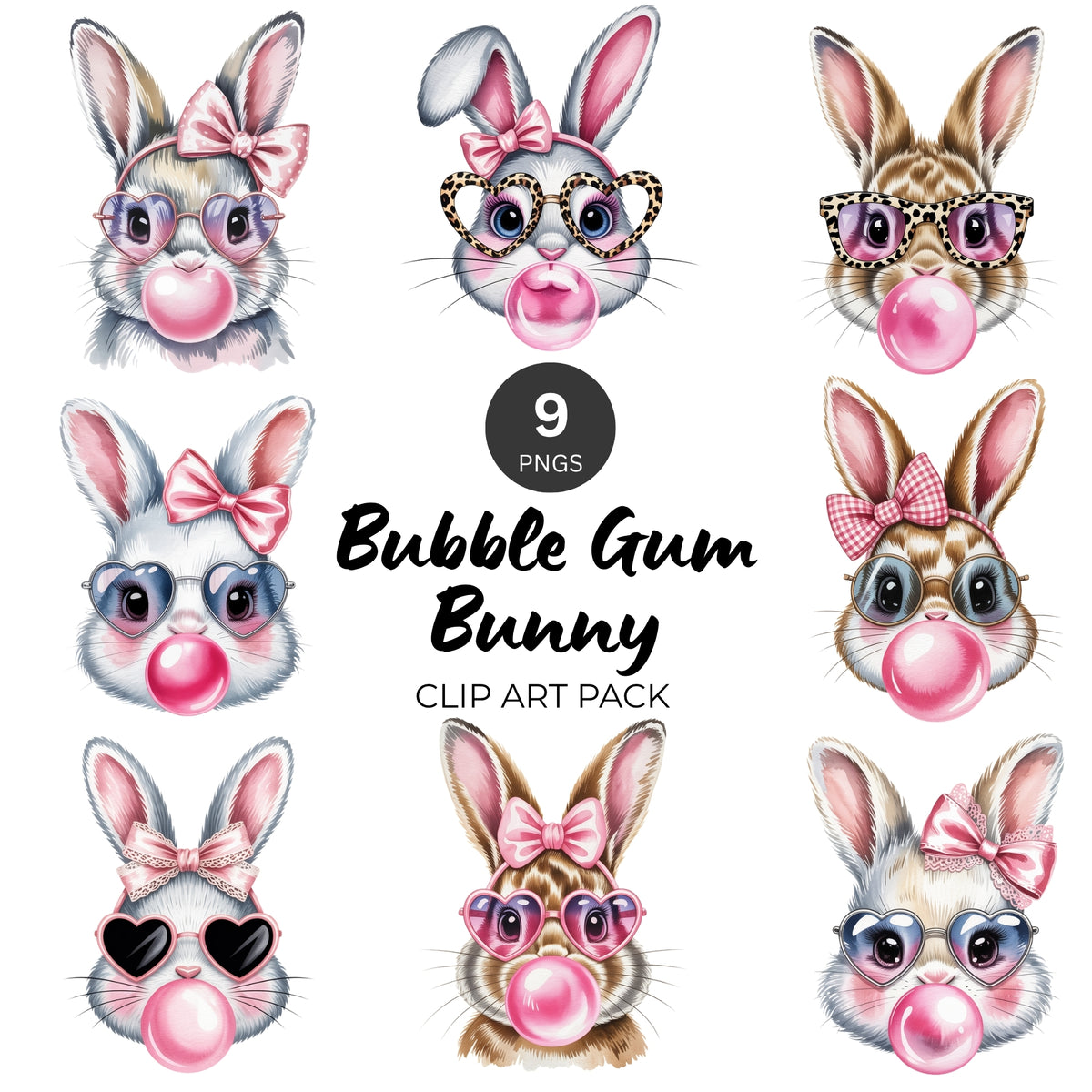 Bunny Bubble Gum Clipart Pack