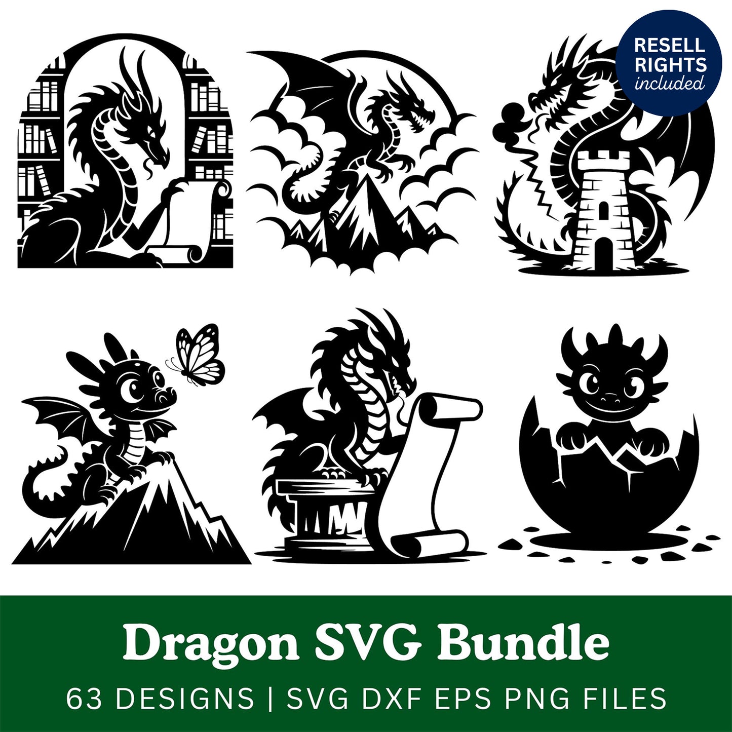 Dragon SVG Bundle | Resell Rights Included