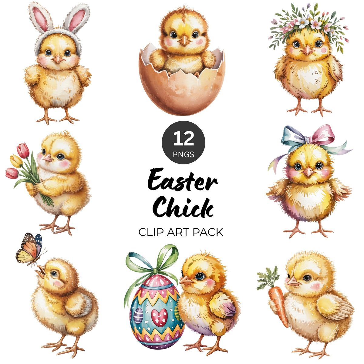 Easter Chick Clipart Pack