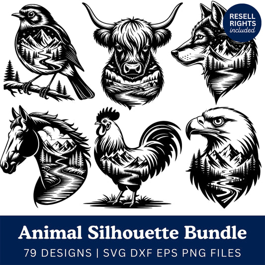 Animal Silhouette SVG Bundle | Resell Rights Included