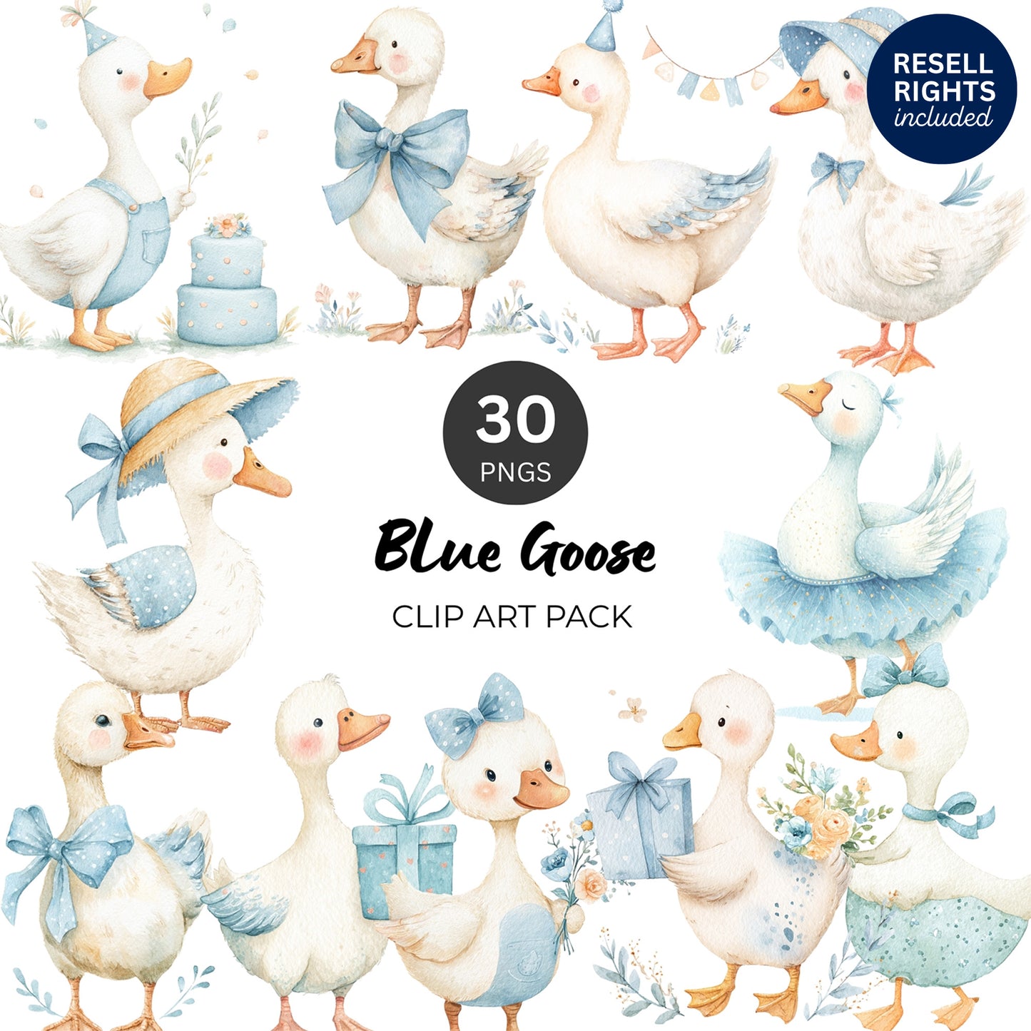 Blue Goose Clipart Pack | Resell Rights Included