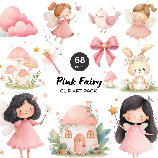 Pink Fairy Clipart Pack