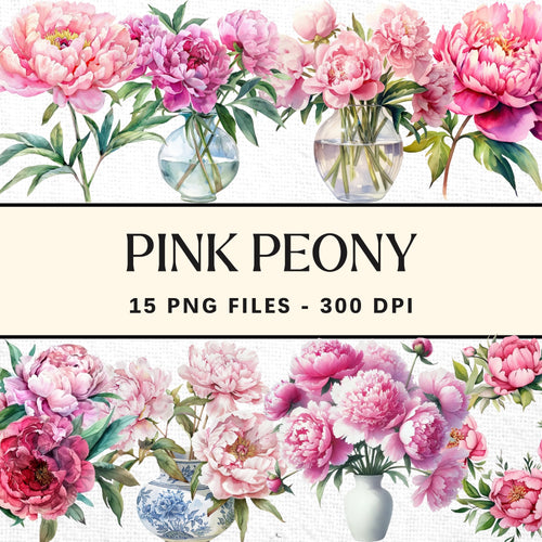 Pink Peony Clipart Pack