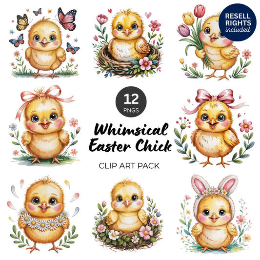 Whimsical Easter Chick Clipart