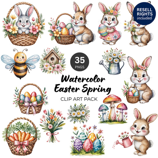 Watercolor Easter Spring Clipart
