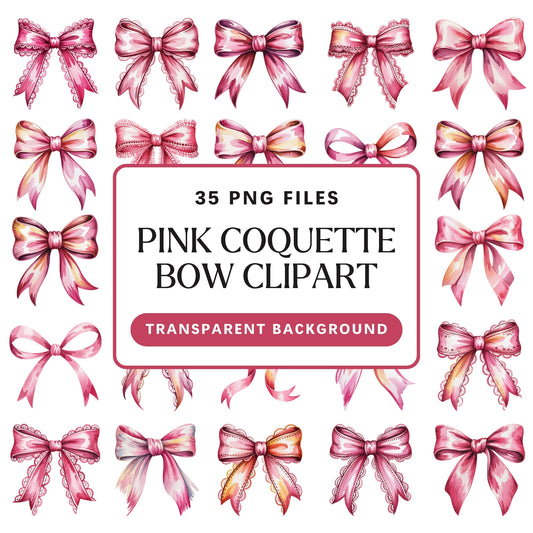Pink Coquette Bow Clipart Pack