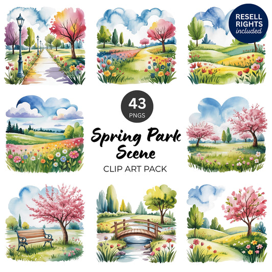 Spring Park Scene Clipart