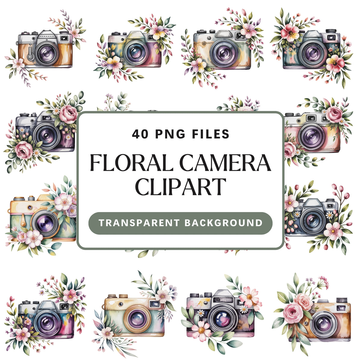 Floral Camera Clipart Pack