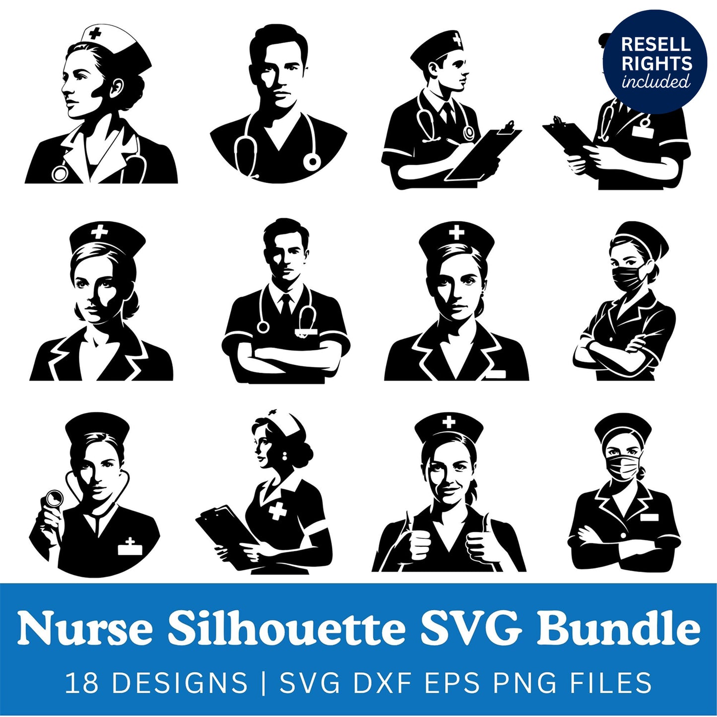Nurse Silhouette SVG Bundle | Resell Rights Included