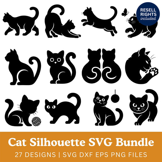 Cat Silhouette SVG Bundle | Resell Rights Included