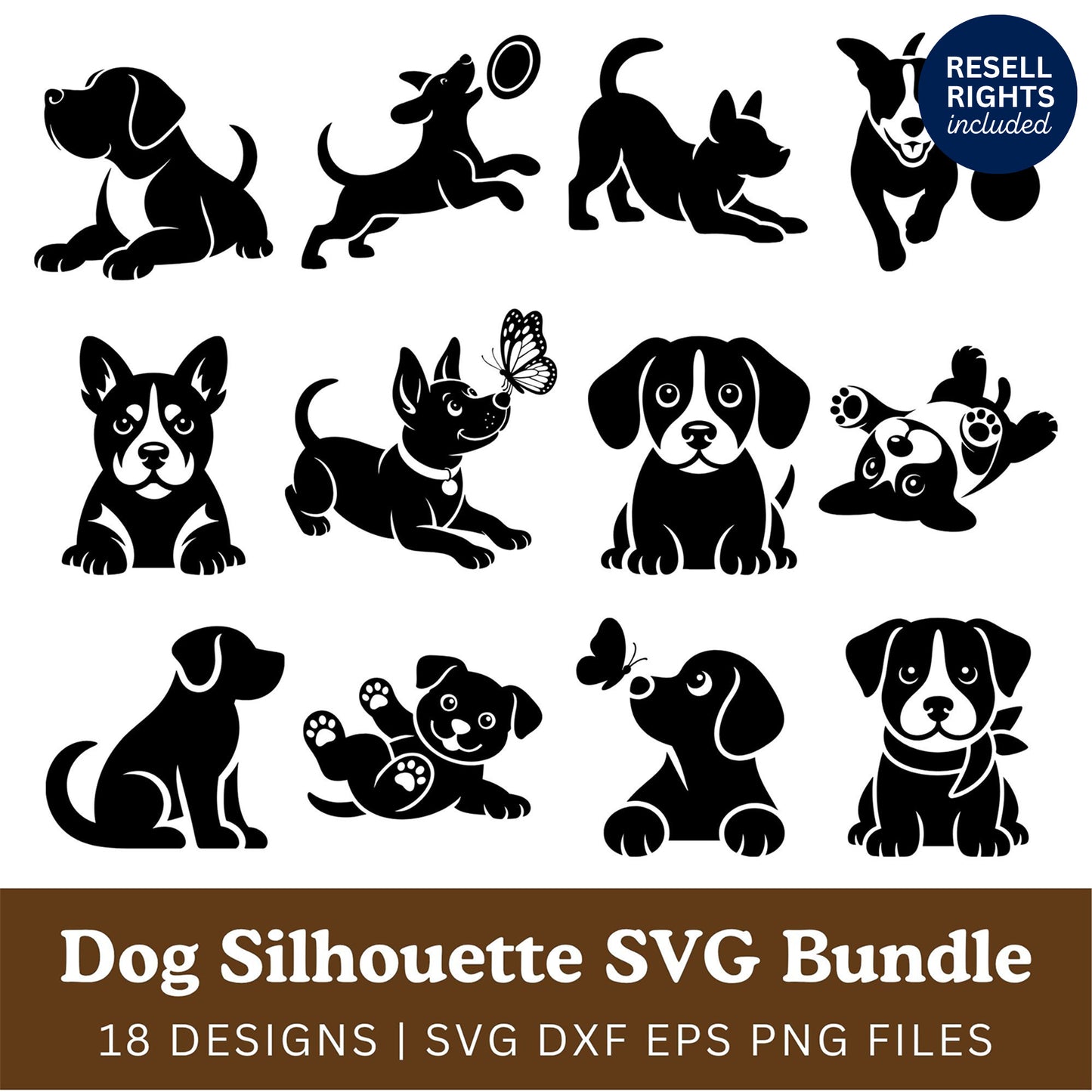 Dog Silhouette SVG Bundle | Resell Rights Included
