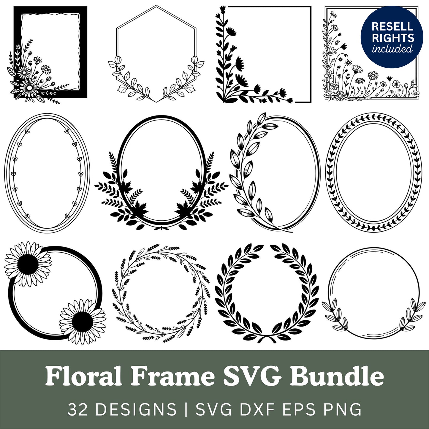 Floral Frame SVG Bundle | Resell Rights Included